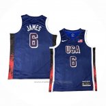 Maillot USA 2024 LeBron James #6 Bleu