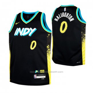 Maillot Enfant Indiana Pacers Tyrese Haliburton #0 2023-24 Ville Noir