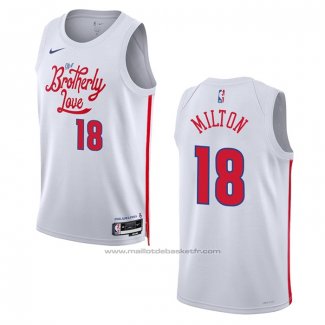 Maillot Philadelphia 76ers Shake Milton #18 Ville 2022-23 Blanc