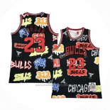 Maillot Chicago Bulls Michael Jordan #23 Slap Sticker Mitchell & Ness 1997-98 Noir