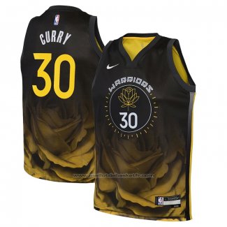 Maillot Enfant Golden State Warriors Stephen Curry #30 Ville 2022-23 Noir