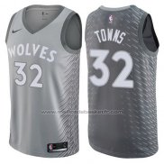 Maillot Minnesota Timberwolves Towns #32 Ville 2017-18 Gris