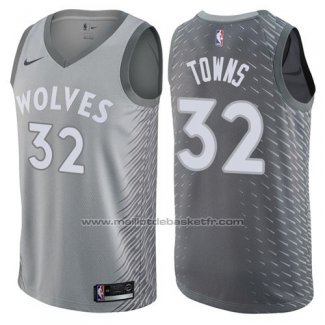 Maillot Minnesota Timberwolves Towns #32 Ville 2017-18 Gris