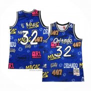 Maillot Orlando Magic Shaquille O'neal #32 Slap Sticker Mitchell & Ness 1994-95 Bleu