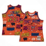Maillot New York Knicks Patrick Ewing #33 Slap Sticker Mitchell & Ness 1991-92 Orange