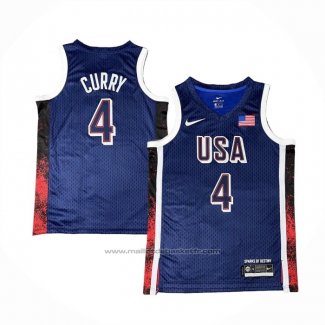 Maillot USA 2024 Stephen Curry #4 Bleu